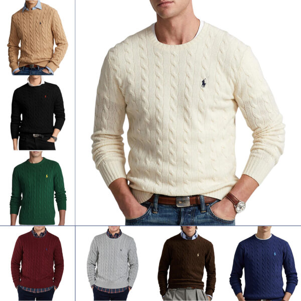 Pull RLF Col Rond en Coton Uni – Image 3