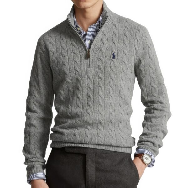 Pull RLF Demi-Zip en Coton Torsadé – Image 5