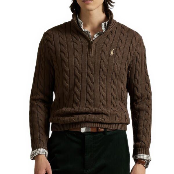 Pull RLF Demi-Zip en Coton Torsadé – Image 4