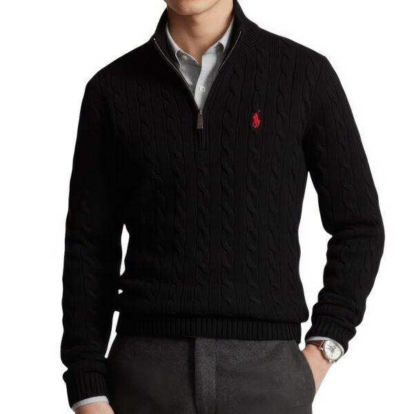 Pull RLF Demi-Zip en Coton Torsadé – Image 3