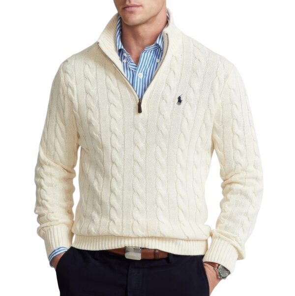 Pull RLF Demi-Zip en Coton Torsadé – Image 10