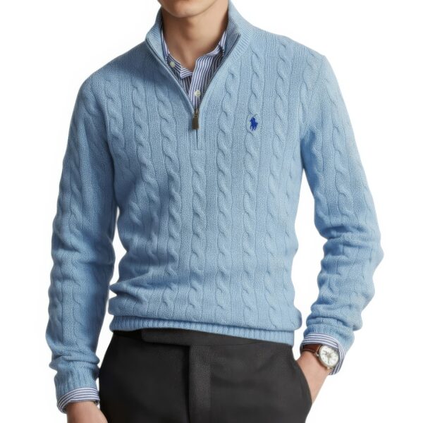 Pull RLF Demi-Zip en Coton Torsadé – Image 9