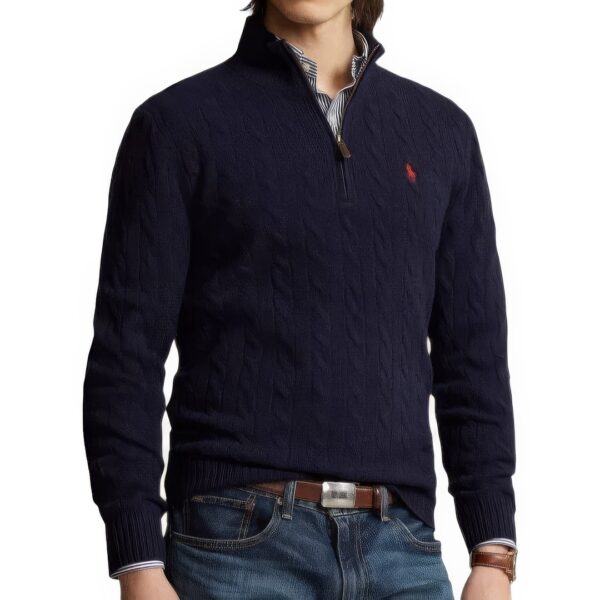Pull RLF Demi-Zip en Coton Torsadé – Image 8