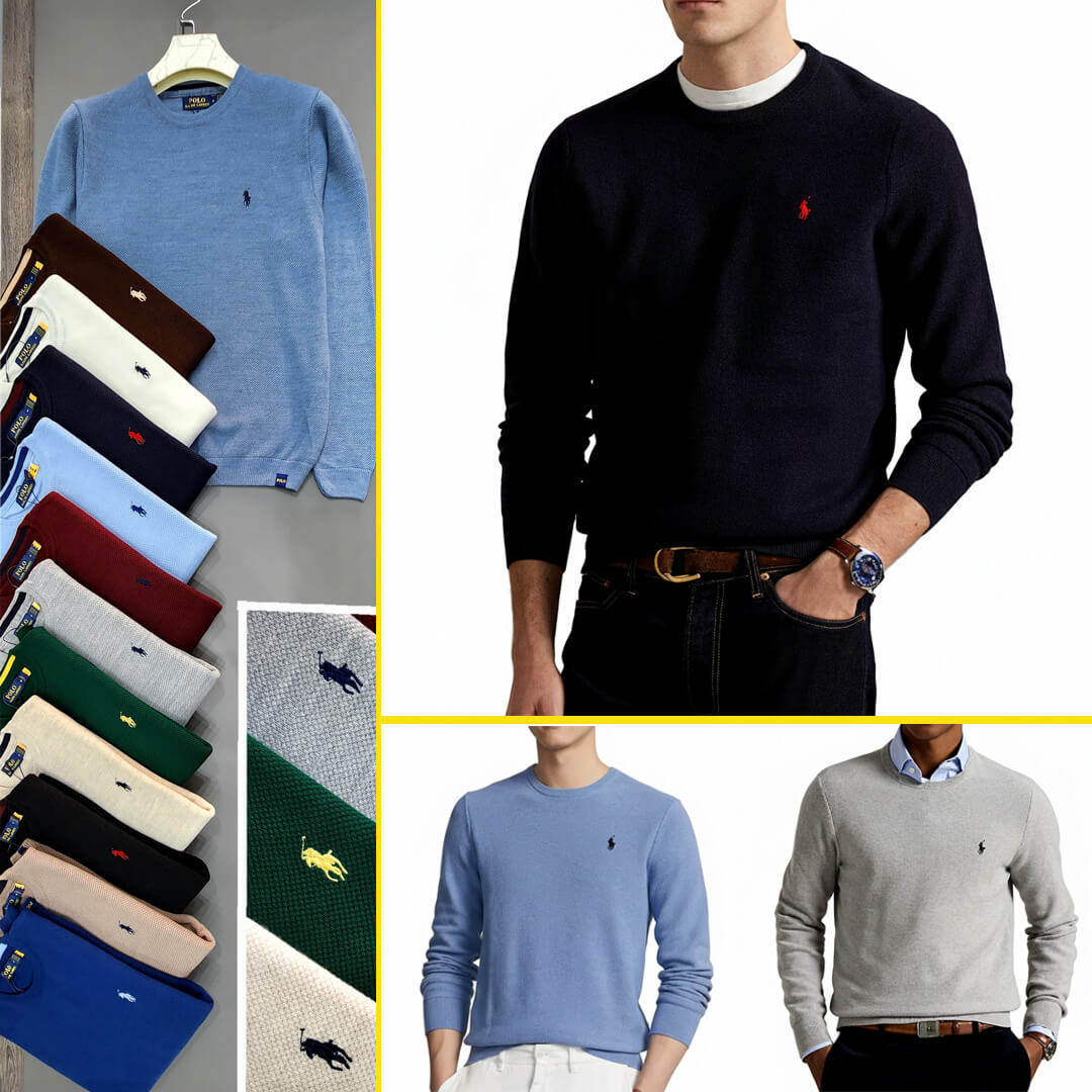 Pull Piqué RLF Col Rond en coton